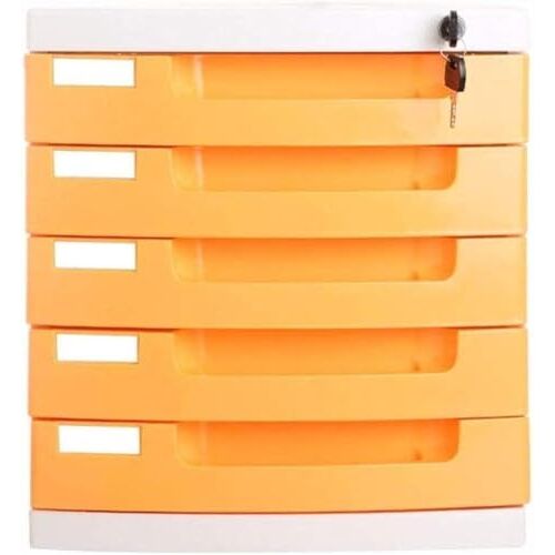 MOOWI Bestandsvak Desktop afsluitbare plastic lade Office Organizer opslagbestanden literatuur opbergdozen (Size : Orange)