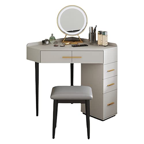 LINKIO Ladekasten Thuis Slaapkamer Kaptafel Hoek Make-up Tafel Make-up Spiegel Make-up Kruk met Lade Zijkast Dressoir