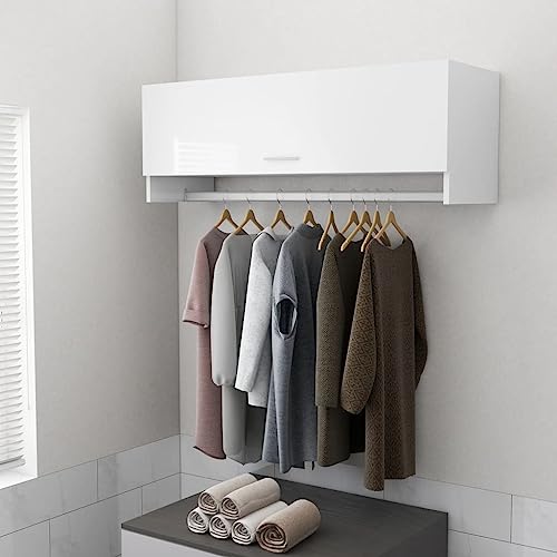 TECHPO Mooie Kasten & Opbergkasten & Kledingkasten-Garderobe Hoogglans Wit 100x32,5x35 cm Engineered Wood