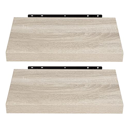 EUGAD 0083QJ-2 wandplank, muurplank, set van 2 hangplanken, houten plank, modern, Sonoma eiken, 40 x 23 x 3,8 cm