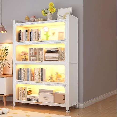 TANZEM Acryl boekenkast opbergrek/display plank voor verzamelobjecten, 4-Tier opbergplanken, verzamelobjecten speelgoed organisatoren rek & display plank, verzegeld stofdicht, Trofee vitrines, voor