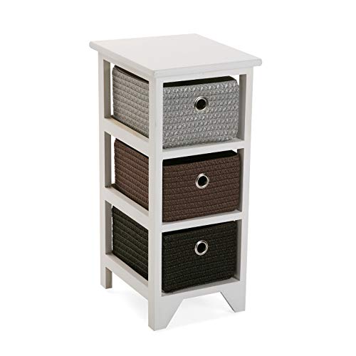 Versa Lingbo Bijkomend badkamermeubilair, Commode met 3 laden voor organisatie, modern en leuk opbergen, Afmetingen (H x B x H) 56 x 30 x 25 cm, Hout en kunststof, Kleur Wit