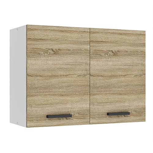 B BELINI GROUP Belini Hangkast Keuken, Keukenkastjes SG. Breedte 80 cm. Bovenkast met 2 deuren, Keukenkasten, Wandkast Hangend, Sonoma-eiken