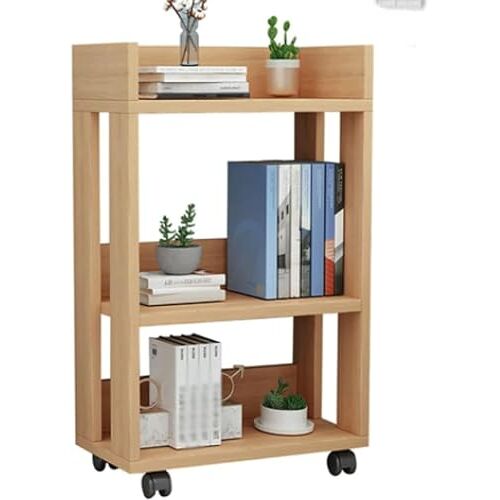 SinSed Eenvoudige Beweegbare Boekenplank Met Katrollen Boekenplanken 3-Tiers Boekenplank Opslag Display Kast Beweegbaar Met Universele Wielen Boekenplanken Voor Thuiskantoor Netjes