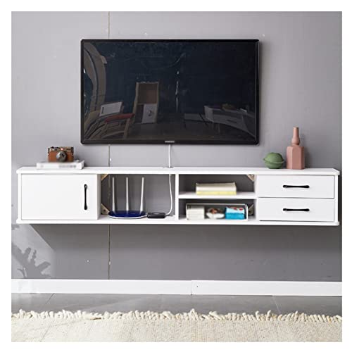 Kamnik Drijvende tv-plank, mediaplank, aan de muur gemonteerde mediaconsole, met stopcontact, modern entertainmentcentrum-opbergrek (kleur: C, maat: 150 cm)