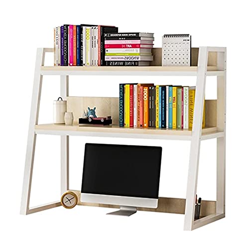 KAZUP Desktop Boekenplank Opslag Desktop, 2 Tier Office Desktop Storage Shelves Rack (Kleur: Wit, Maat: 55 * 32 * 90cm)