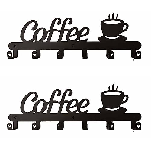 HUPYOMLER 2X Koffiemok Houder Wandmontage, Koffiebar Decor Teken, Koffiekopje Houdt, Koffie Teken Hanger, Koffiemok