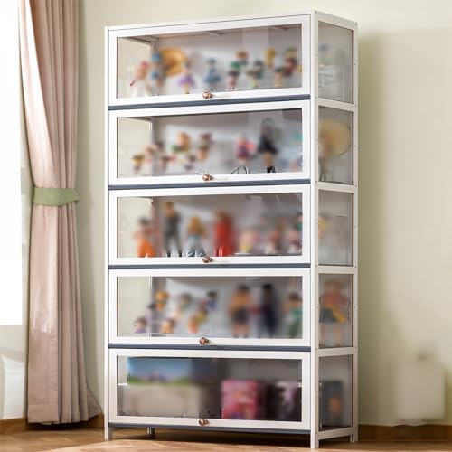 SPABOY Vitrine Vitrinekast Verzamelobjecten Witte Vrijstaande Vitrine, Keukenkast Kast Opbergkast Heldere Vitrine Voor Figuren, Verzamelobjecten Pop-actie (Size : 5layer-70cm/28in)