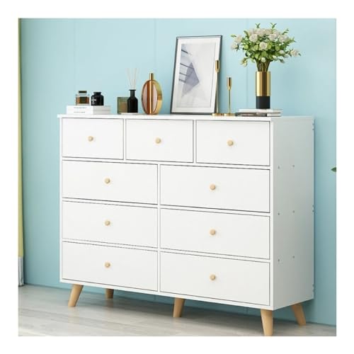 GeRRiT Dressoir met 5 laden, dubbele dressoirs met opbergruimte Dressoirs en ladekasten met handvat for entree, woonkamer, kast (Color : Wit, Size : 100cm)