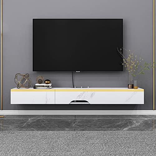 SIBEG Wandmontage Tv Unit 47.2In Zwevende Tv Stand Wandmontage, Entertainment Center Media Console Tv Plank, Multimedia Opslag Plank Wandmontage Tv Unit voor Woonkamer Slaapkamer/a/140Cm