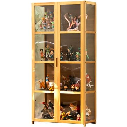 HYAMZO Vitrinekast displayplank voor verzamelobjecten glazen kast vitrines opbergkast verzamelobjecten dranktrofee boekenkast met glazen deuren acryl, Primaire kleur, 24.4in/4F 45HaoAMZ