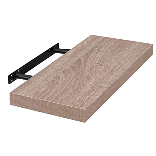 EUGAD 0115QJ Wandplank, boekenplank, hangplank, dvd-plank, cd-plank, plank, hout, 50 cm, eiken