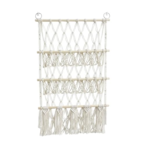 Pankha Macrame Net Hangmat, Duurzame Boho Speelgoedopslaghouder, Opbergnetten Kinderkamer, Hangende Knuffeldieropslag, Geweven Drijvende Planken Decor Voor Slaapkamer Kinderkamer Kinderen Woondecoratie