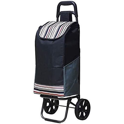 CUNTO Winkelwagen Verdikte muur Volledig opvouwbare draagbare winkelwagen Lichte winkelwagen 2 rondes Kruidenier Winkelwagen Bagagewagen Trolley Trolley Trolley (Kleur: F1)