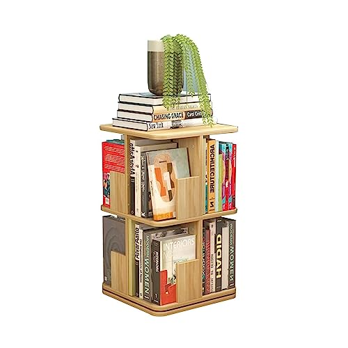 WXQWQX Eenvoudige boekenplank 360° massief roterende boekenplank 360° boekenopslag Boekenplanken voor kinderen en volwassenen Massief houten rek Boekenkast