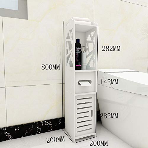 ONDIAN Badkamer vloerplank badkamer vloer opbergkast met laden en open planken organizer badkamer opslag (kleur: wit 4, maat: 20 x 20 x 80 cm)