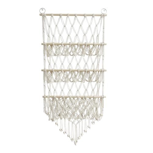 Pankha Macrame Net Hangmat, Duurzame Boho Speelgoedopslaghouder, Opbergnetten Kinderkamer, Hangende Knuffeldieropslag, Geweven Drijvende Planken Decor Voor Slaapkamer Kinderkamer Kinderen Woondecoratie