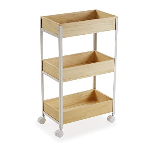 Versa Parnu Bijkomend badkamermeubilair, Met 3 planken, Afmetingen (H x B x H) 70 x 23 x 40 cm, Hout en Metaal, Kleur Wit