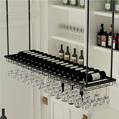 NZpost Wijndisplayrek Metalen plafondhouder, hangende wijnflesdisplayhanger Opbergrekken voor thuiskeukenbar (80x27x8cm)