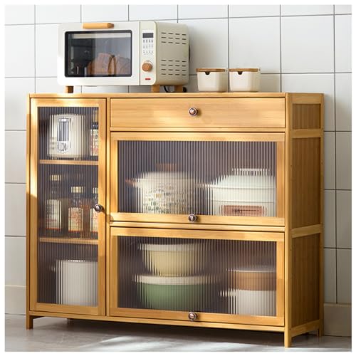 ZT6F Keukenkast, keukenkast opbergkast voor keuken, woonkamer en eetkamer, vrijstaande buffetkasten dressoir met lade en deuren, B, 100 × 84 cm