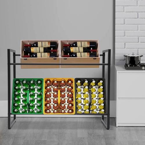 EurHomePlus Drankrattenrek zwart, rek voor kratten, 104 x 32 x 82 cm, voor 6 kratten, krattenhouder, staand rek