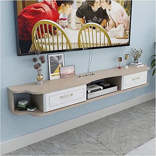 EsEntL Tv-kast, tv-lowboard, zwevende planken, aan de muur gemonteerde mediaconsole 120/140/160 cm massief houten tv-kast aan de muur, set-top box behuizing voor streaming media-apparatuur./120 c