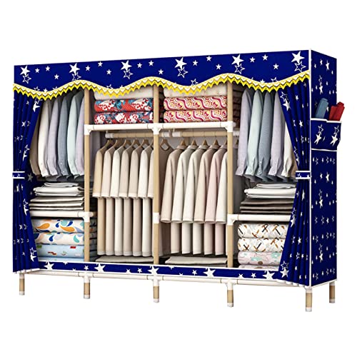 AnytoY Canvas Planken voor Slaapkamer, Kleding Kast Opslag Organizer Met Hangrail, Planken, C-168x45x170cm (C 168x45x170cm)