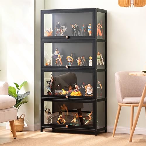 FVTVHEV Curio-kast vitrine vitrines glazen vitrinekasten vitrinekast vitrinekasten met glazen deuren glazen vitrinekast vitrinekasten voor collectables glazen deur kast 80×32cm 四階