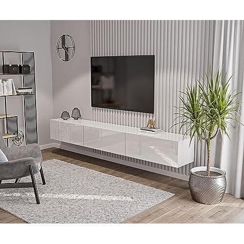 HAJDUK FURNITURE TV Meubel Wit Hoogglans 270 cm Moderne Kast TV-Kast Lowboard Televisietafel voor Televisie Televisiekast voor Woonkamer