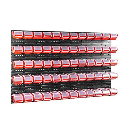 botle 60 stuks. Box met deksel + wandrek 120 x 80 cm, stapelboxen, schudrek, opslagbakken, opslagsysteem (rood)