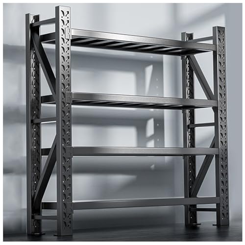 ZORZA 79" Garage Opslagplanken Belasten 3000 LB, Heavy Duty Rekken, Verstelbare 4-Tier Metalen Rekken, Grote Garage Planken, Utility Plank, Shop Warehouse Kelder Planken, Zwart 1,79" B x 24" D x 79" H