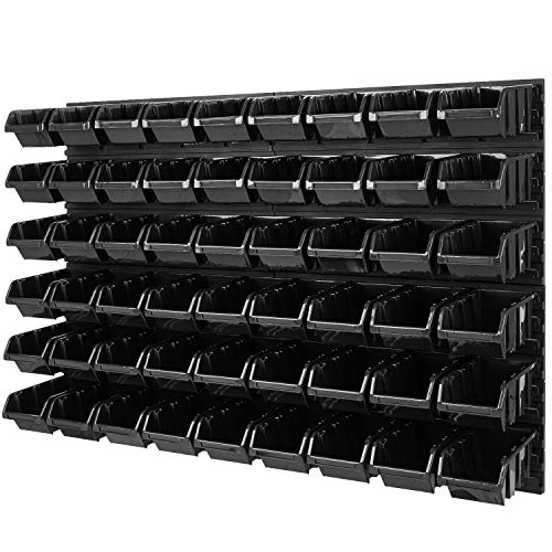 PAFEN Stapelboxen wandrek 1152 x 780 mm opslagsysteem 54-delige dozen gereedschapsgatwand gieten rek (zwart)