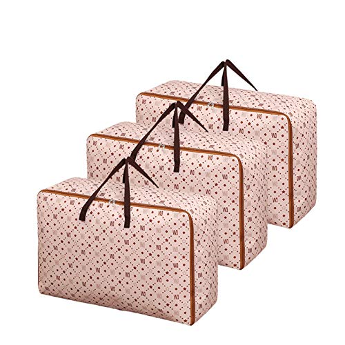 LKK 3 Packs Organizer Opbergzakken voor kast Edredmer Bed Linnen Deken Oxford Doek 100L Grote Opbergtas (Maat: Large (3 Opbergzakken))