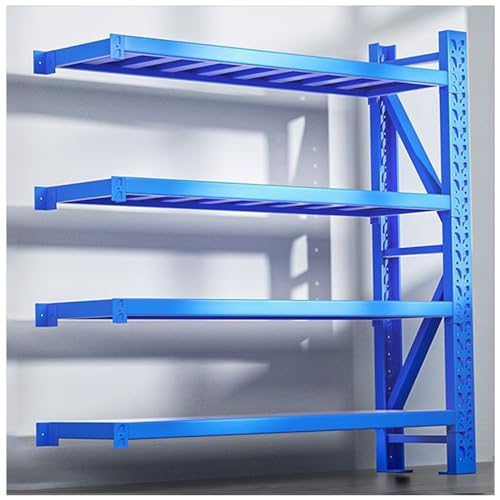 ZORZA 79" Garage Opslag Planken Belasting 3500 Lbs, Heavy Duty Rekken, Verstelbare 4-Tier Metalen Rekken, Grote Garage Planken, Utility Plank, Shop Warehouse Kelder Planken, Blauw 2,59" B x 20" D x