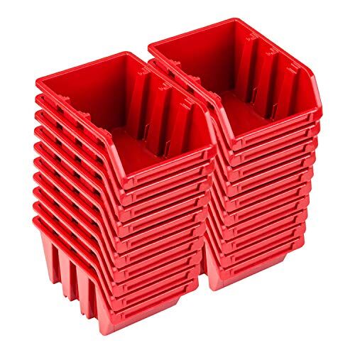 PAFEN Set van 20 x stapelboxen NP4 rood opslagdozen sorteerdozen
