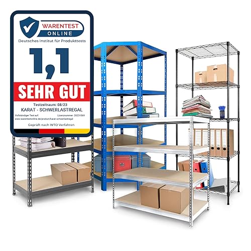 KARAT Rekken voor zware lasten voor garage, kelder, werkplaats, steekrek, breed spanrek, opbergrek, kelderrek, hoekrek, bandenrek, roosterrek, verzinkt, 180 x 120 x 60 cm