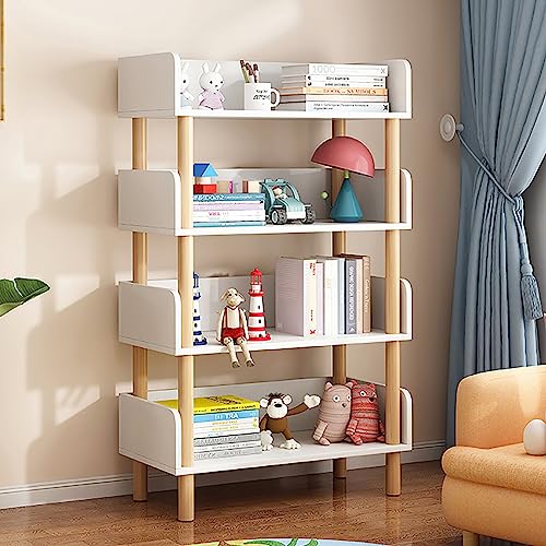 FUYAO Houten boekenkast organiseren display plank voor slaapkamer/woonkamer met 5 cubby opslagorganisator vrijstaande schattige boekenplank met opslag