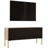 3E 3xE living.com Tv-kast in Wotan eiken/zwart mat met poten in goud, A: B: 100 cm, H: 52 cm, D: 32 cm. TV-meubel, tv-tafel, tv-bank