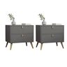 PenKee Bedside Table Grey, Gray Bedside Table, Bedside Table Bedroom Dressing Table, Metal Bedside Table Living Room, 40 * 50 * 55 Cm(Size:Two packs) needed