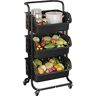 HJXGQJM 3 Tier groente opbergrek, wit PP materiaal opslag fruit en groenten rek, met wielen, rollende kar snack organizer rek, fruit en groenten opslag plank fruit en groente rack (kleur: