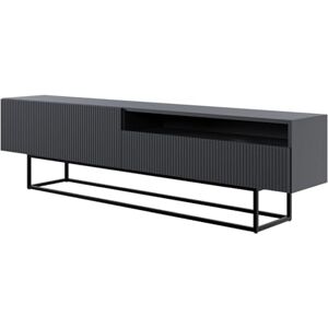 VELDIO TV Kast - 175cm, Zwart, Minimalistisch Design VELDIO TV Kast - 175cm, Zwart, Minimalistisch Design