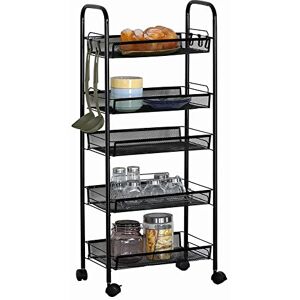 Bakaji Carrello Carrellino Multiuso 5 Planken Zwart Cart Bakaji Carrello Carrellino Multiuso 5 Planken Zwart Cart
