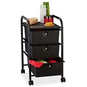Relaxdays badkamer trolley, 3 lades, metaal & kunststof, opbergtrolley, cosmetica, HxBxD: 60 x 33 x 39 cm, zwart Relaxdays badkamer trolley, 3 lades, metaal & kunststof, opbergtrolley, cosmetica, HxBxD: 60 x 33 x 39 cm, zwart