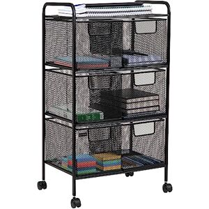 Mind Reader 6DRMESH-BLK 6-lade opbergbak Organizer, multifunctionele winkelwagen, zwart, metaal Mind Reader 6DRMESH-BLK 6-lade opbergbak Organizer, multifunctionele winkelwagen, zwart, metaal