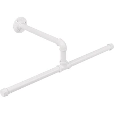 Jeasor Industrial Pipe Clothes Rack Floating DIY Wall Mounted, Heavy Duty Rustic Vintage Clothing Rod, Metal Garment Bar Space-Saving Hanging for Bedroom, Bathroom and Laundry Room (White) Jeasor Industrial Pipe Clothes Rack Floating DIY Wall Mounted, Heavy Duty Rustic Vintage Clothing Rod, Metal Garment Bar Space-Saving Hanging for Bedroom, Bathroom and Laundry Room (White)