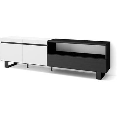 SKRAUT HOME - TV-meubel - 200x57x35 cm - Wit en Zwart SKRAUT HOME - TV-meubel - 200x57x35 cm - Wit en Zwart