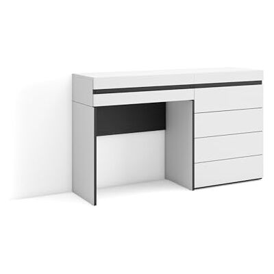 Skraut Home Kaptafel, Make-uptafel Toilettafel Met Opbergruimte 127x75x35 cm Met lade Ladekast, Commode Moderne stijl Wit Skraut Home Kaptafel, Make-uptafel Toilettafel Met Opbergruimte 127x75x35 cm Met lade Ladekast, Commode Moderne stijl Wit