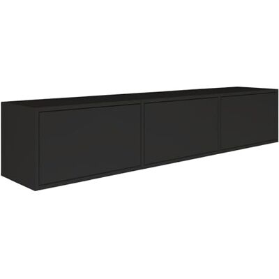 SELSEY TV Lowboard zwart kleur moderne tv-commode 150 x 30 x 30 cm (b x d x h) tv-onderkast voor woonkamer, kast met kleppen, push-to-open lowboard, hangende tv-kast, wandmontage SELSEY TV Lowboard zwart kleur moderne tv-commode 150 x 30 x 30 cm (b x d x h) tv-onderkast voor woonkamer, kast met kleppen, push-to-open lowboard, hangende tv-kast, wandmontage