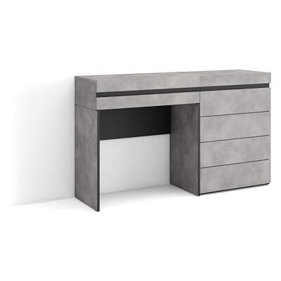 Skraut Home Kaptafel, Make-uptafel Toilettafel Met Opbergruimte 127x75x35 cm Met lade Ladekast, Commode Moderne stijl Cement Skraut Home Kaptafel, Make-uptafel Toilettafel Met Opbergruimte 127x75x35 cm Met lade Ladekast, Commode Moderne stijl Cement