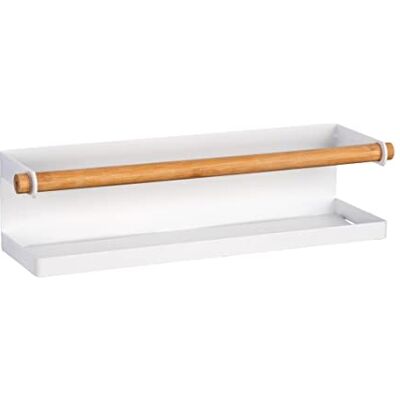 WENKO Kruidenrek Magna, magnetisch rek met bamboe detail voor het opbergen en uitstallen van kruidenpotjes, te bevestigen zonder boren met magneet of plakband, 32 × 8 × 8 cm, wit WENKO Kruidenrek Magna, magnetisch rek met bamboe detail voor het opbergen en uitstallen van kruidenpotjes, te bevestigen zonder boren met magneet of plakband, 32 × 8 × 8 cm, wit